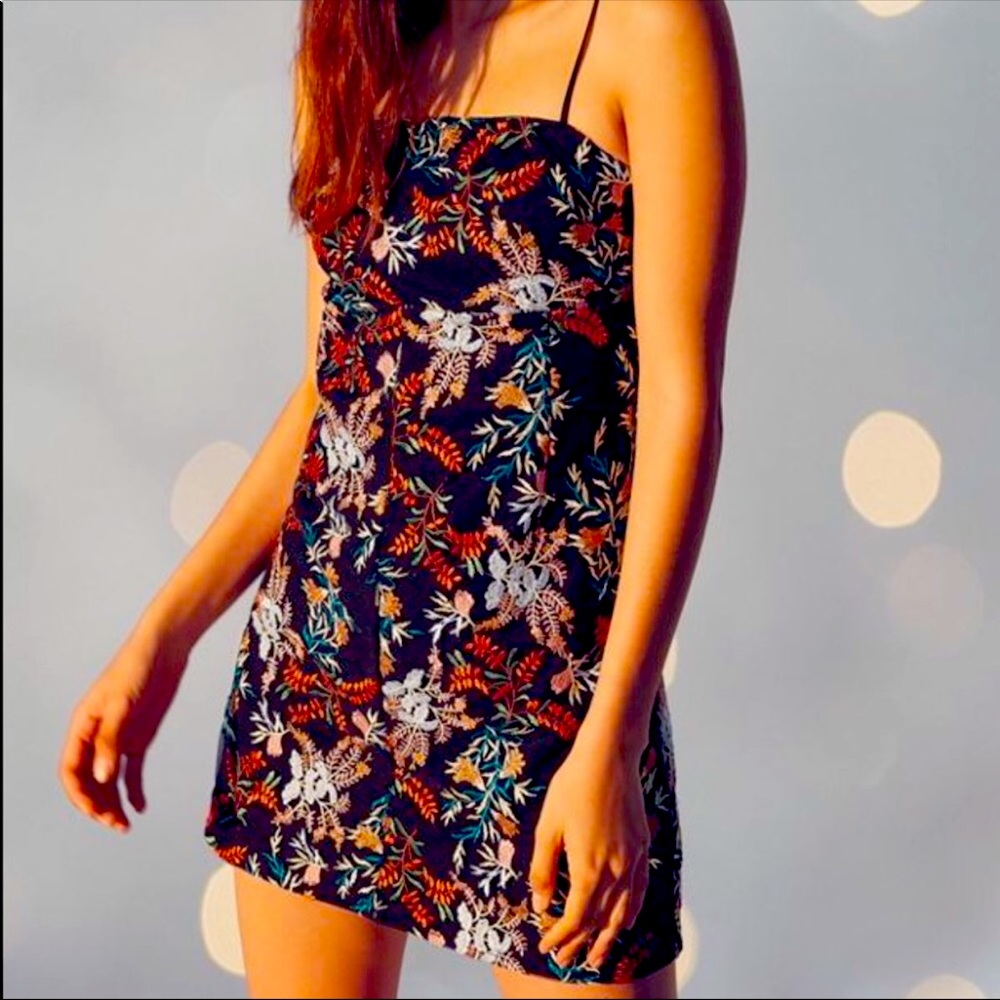 UO Floral Embroidered Mini Dress